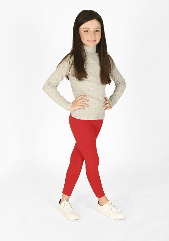 poppy red full length childrens leggings 1