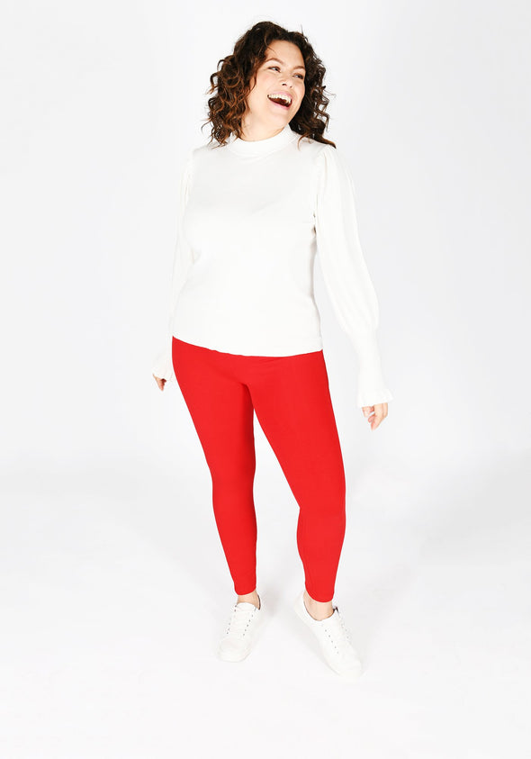 Classic Plus Size Poppy Red Leggings 1