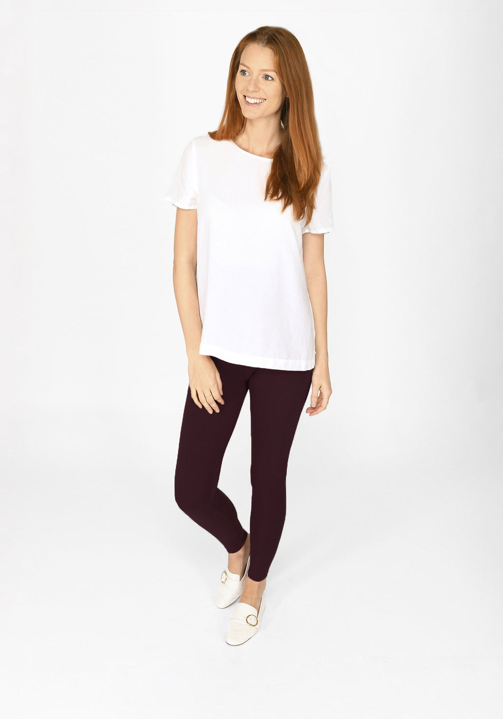 Burgundy Full Length Maternity Leggings