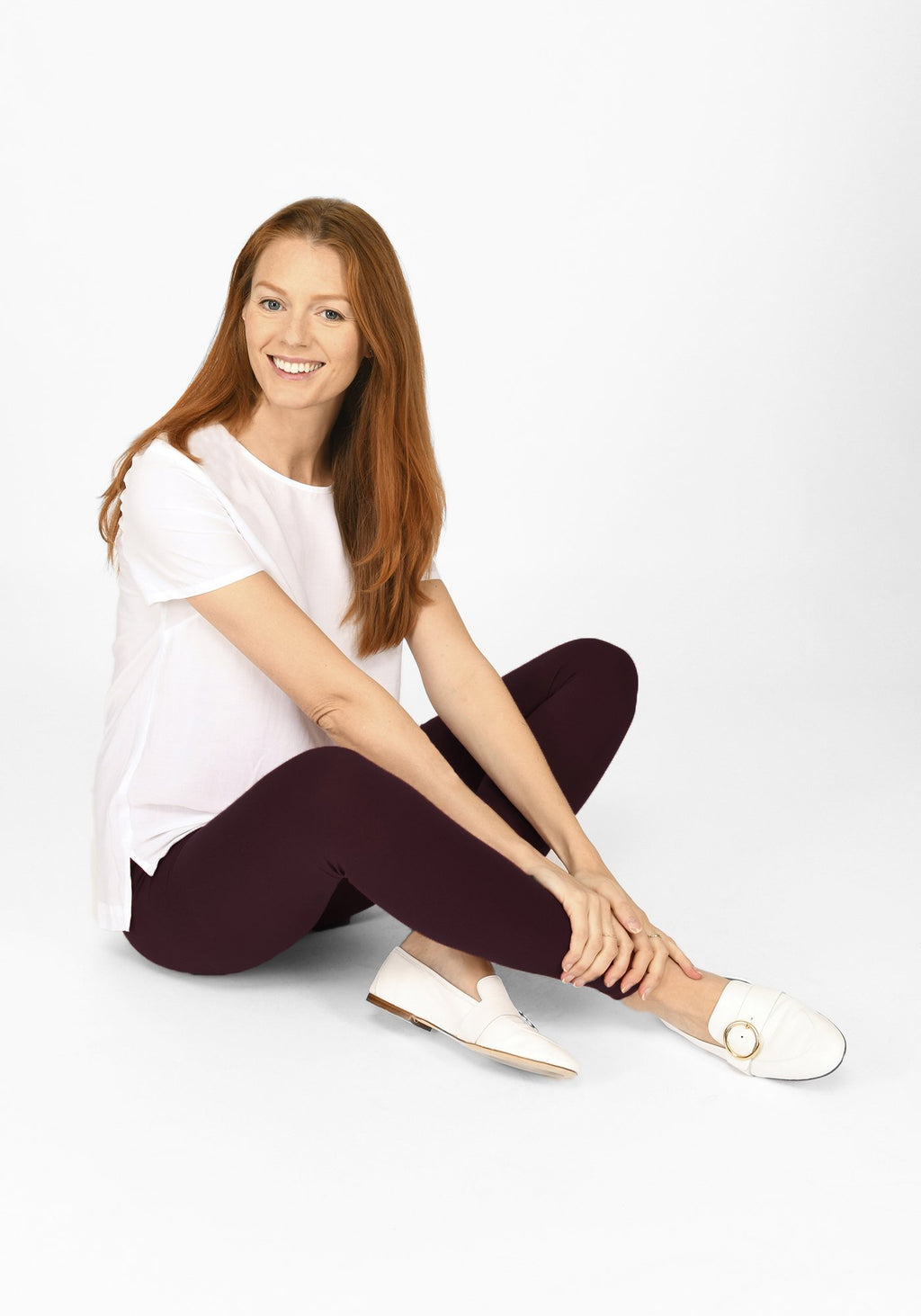 Burgundy Full Length Maternity Leggings