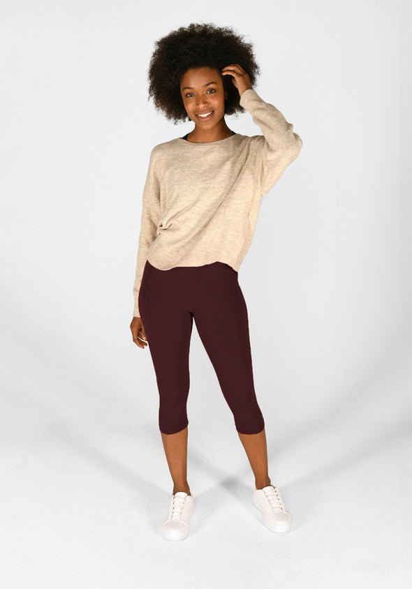 Burgundy Cropped Leggings
