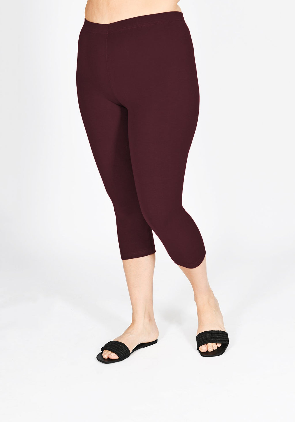 Plus Size Burgundy Cropped Leggings