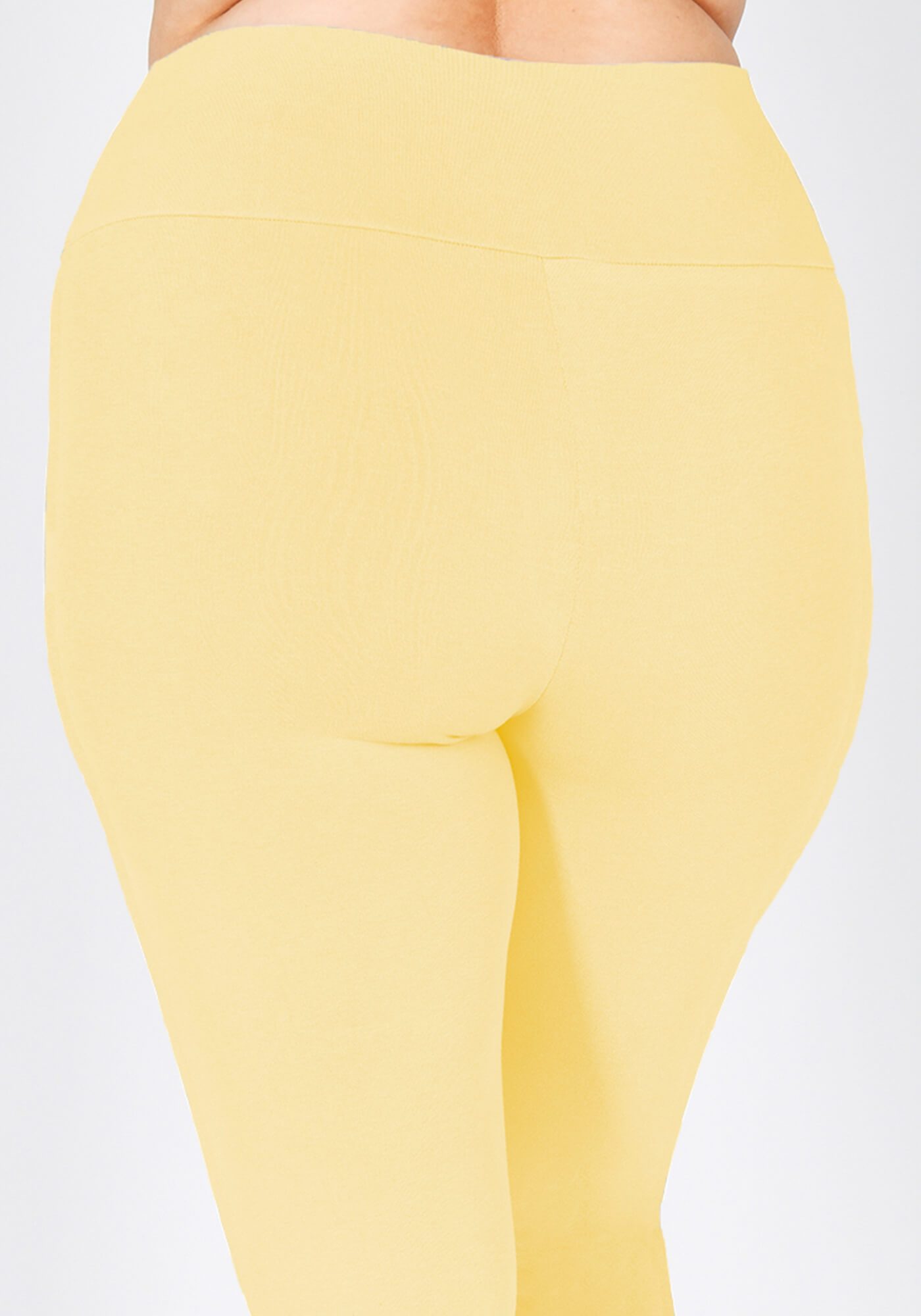 Plus Size Pastel Yellow Classic High Waisted Leggings