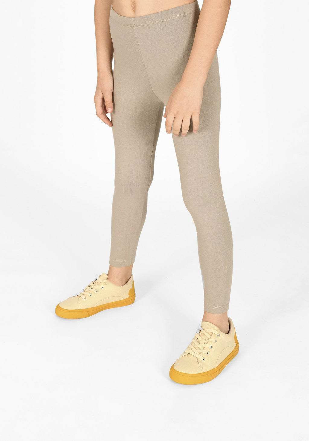 oatmeal beige full length childrens leggings 1