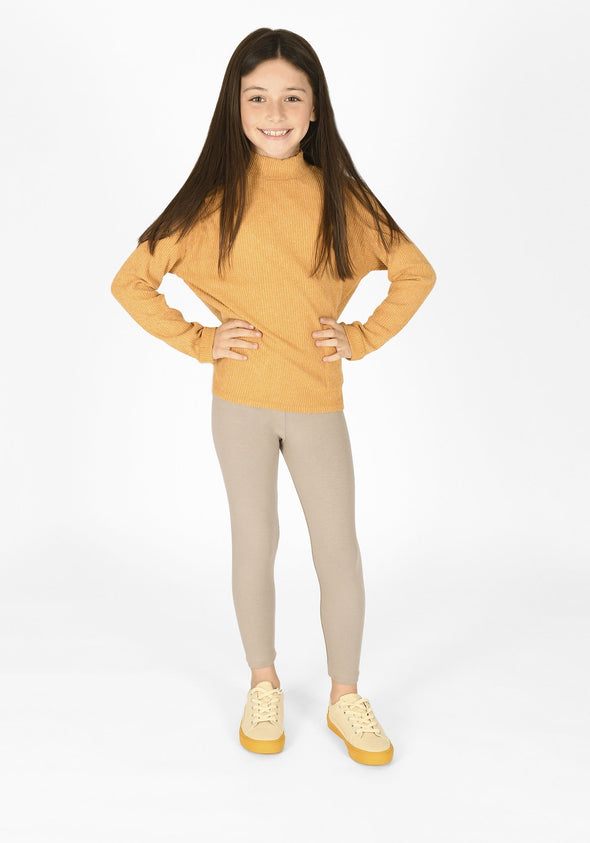 oatmeal beige full length childrens leggings 1