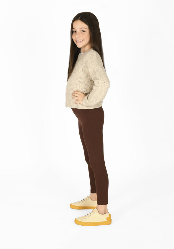 chocolate brown full length childrens leggings 1