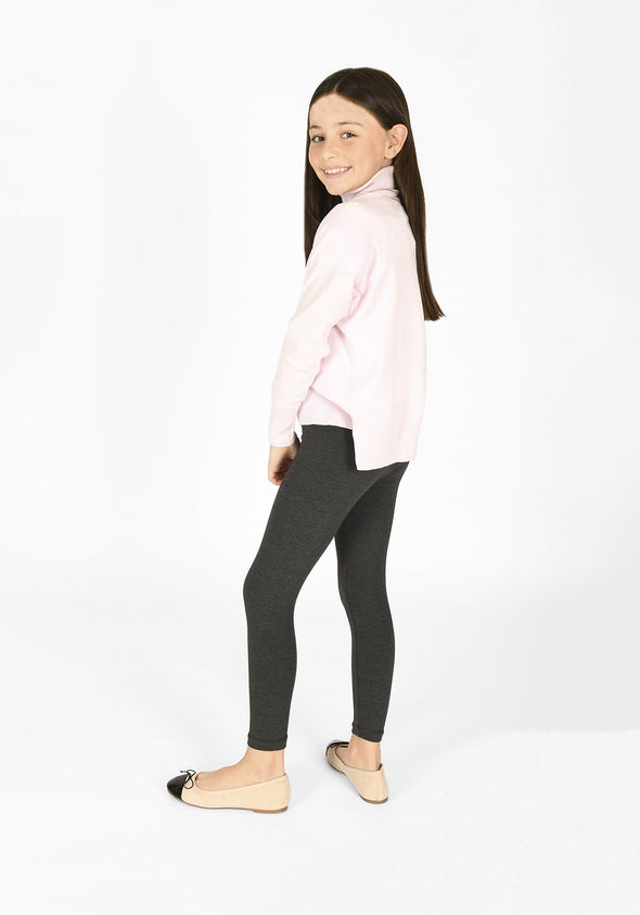 dark grey marl full length childrens leggings 1