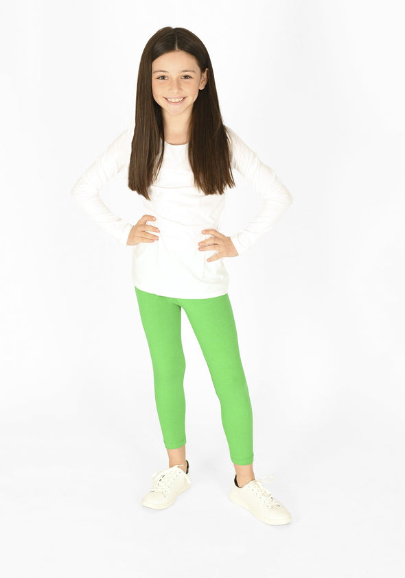 classic green full length childrens leggings 1