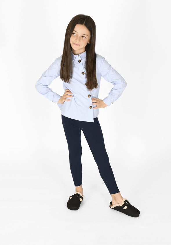navy blue full length childrens leggings 1