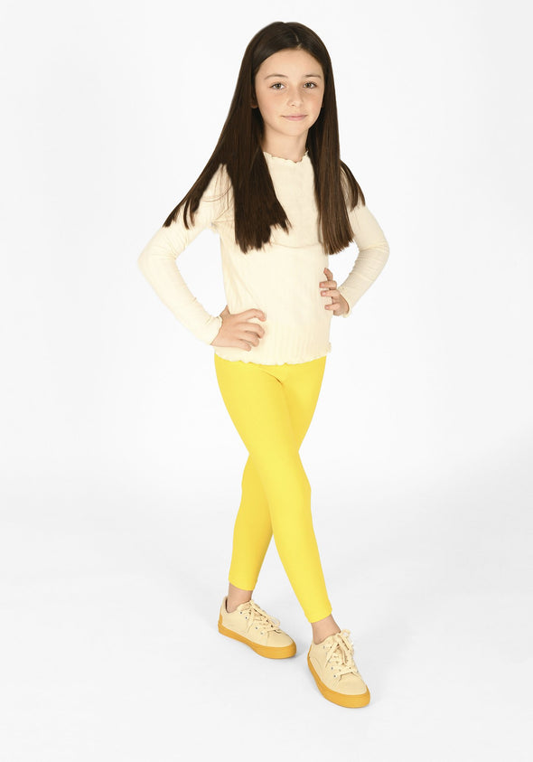 buttercup yellow full length childrens leggings 1