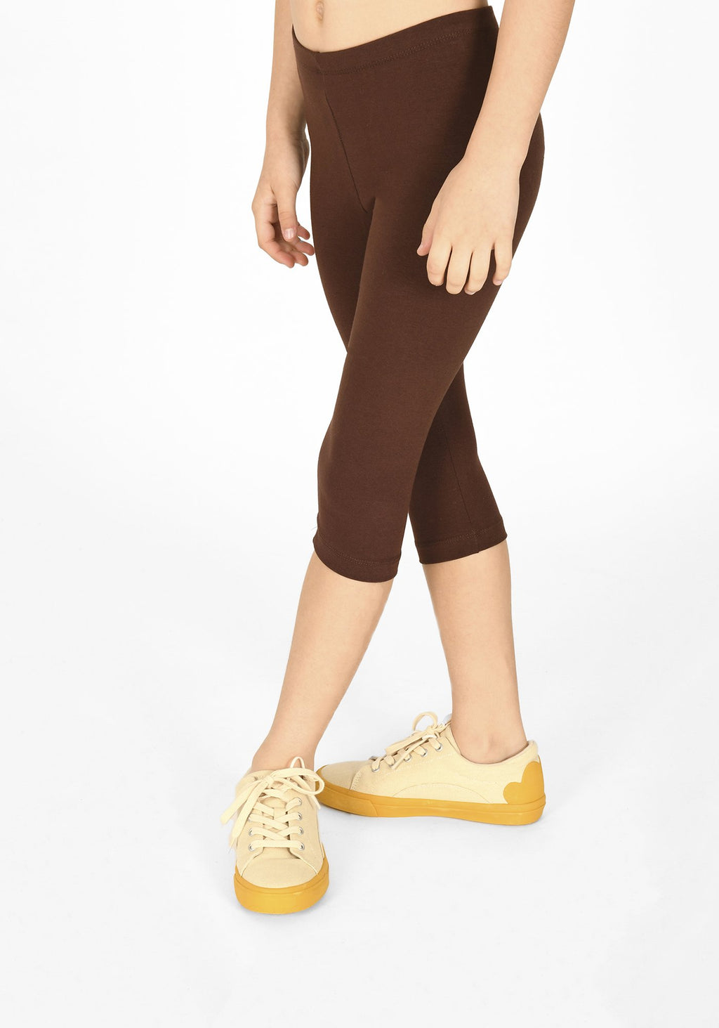 chocolate brown cropped childrens leggings 1