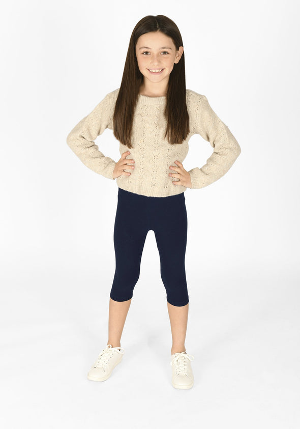 Navy Cropped Childrens Leggings
