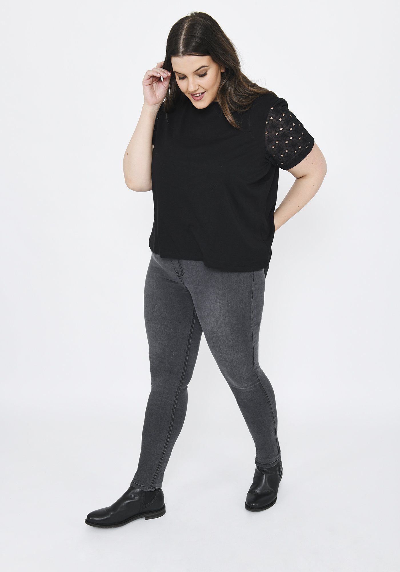 Plus Size Grey Full Length Jeggings