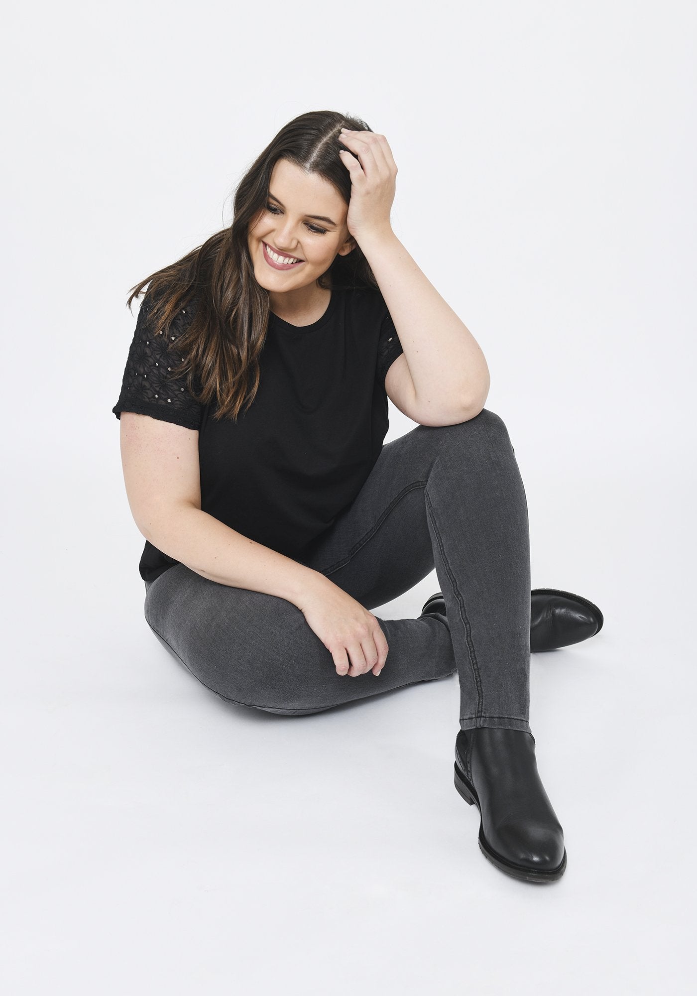 Plus Size Grey Full Length Jeggings