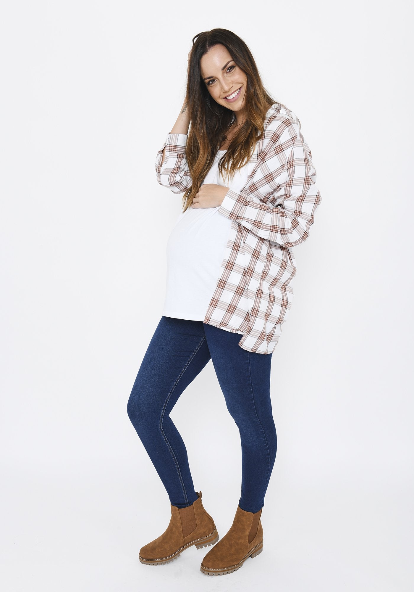 Dark Blue Full Length Maternity Jeggings