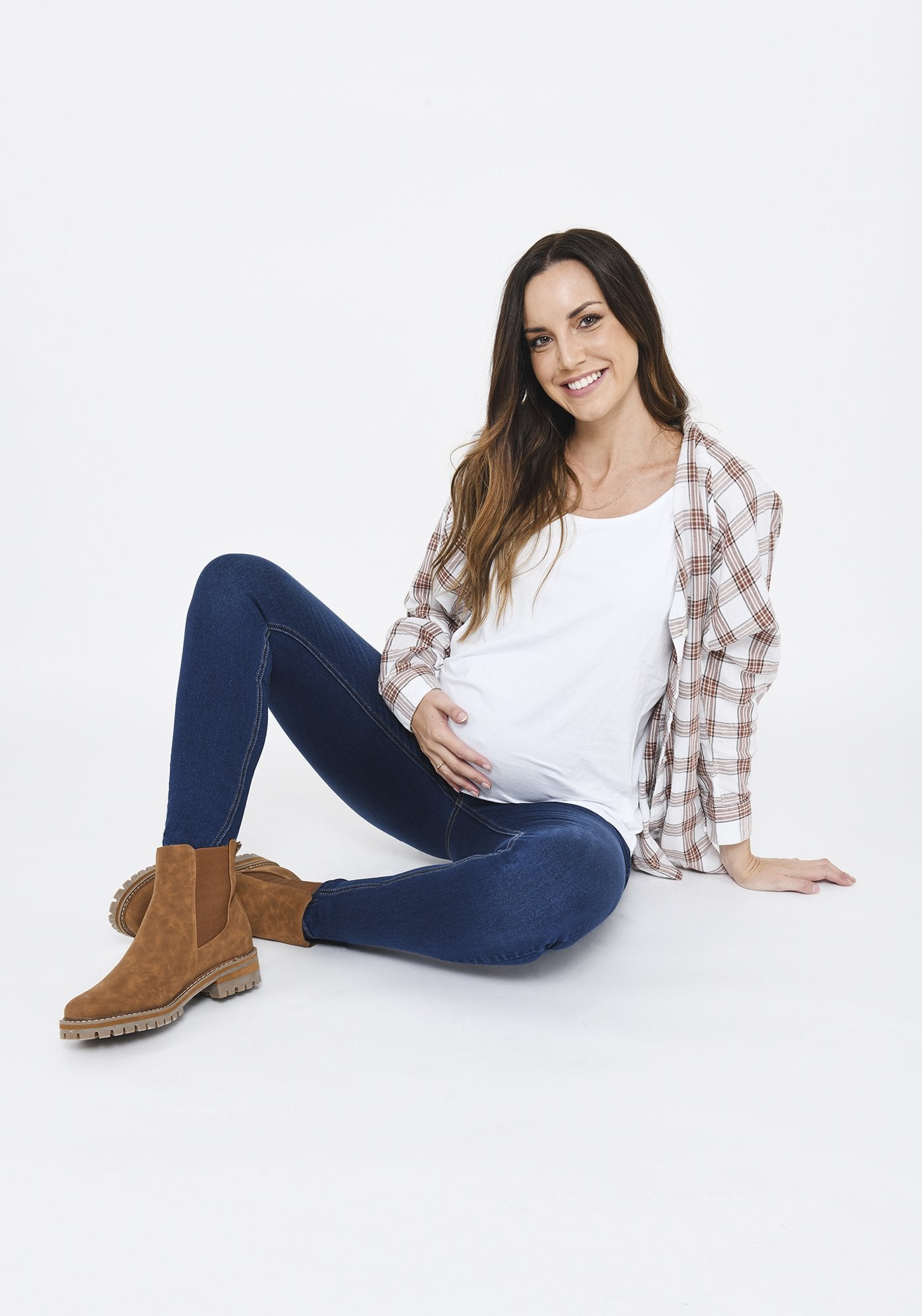 Dark Blue Full Length Maternity Jeggings