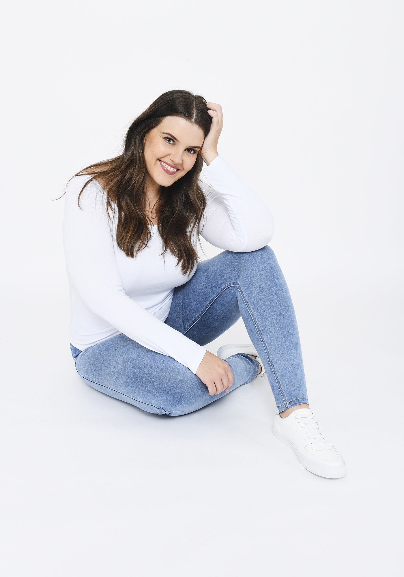 Plus Size Light Blue Full Length Jeggings