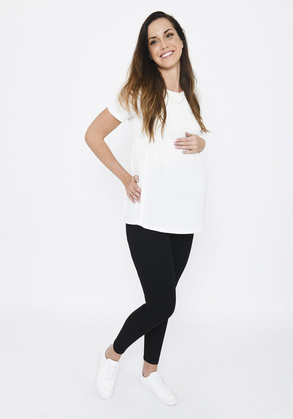 Black Ankle Grazer Maternity Jeggings