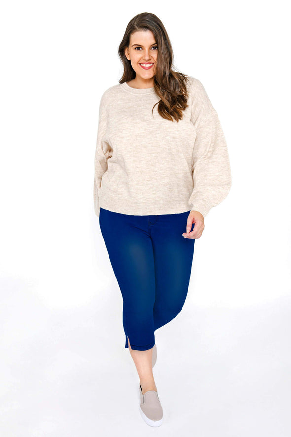 Plus Size Mid Blue Cropped Jeggings