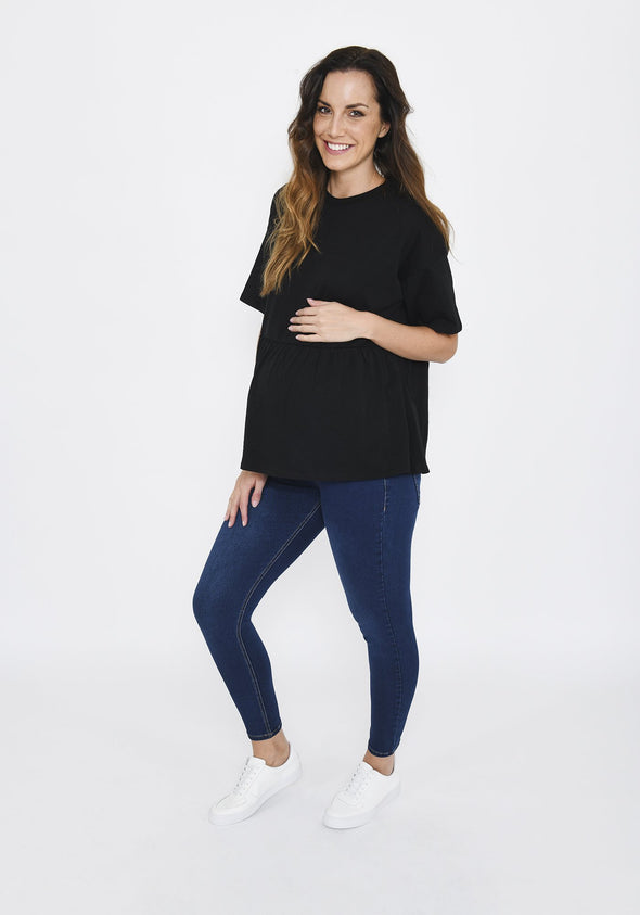 Dark Blue Ankle Grazer Maternity Jeggings