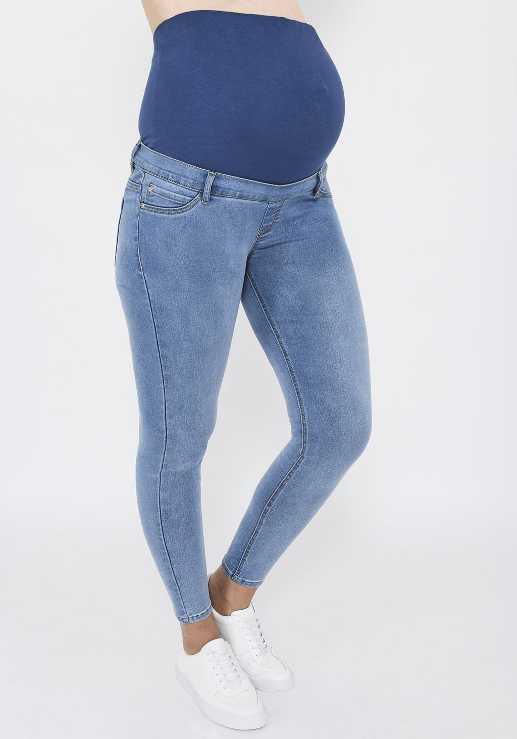 Light Blue Ankle Grazer Maternity Jeggings