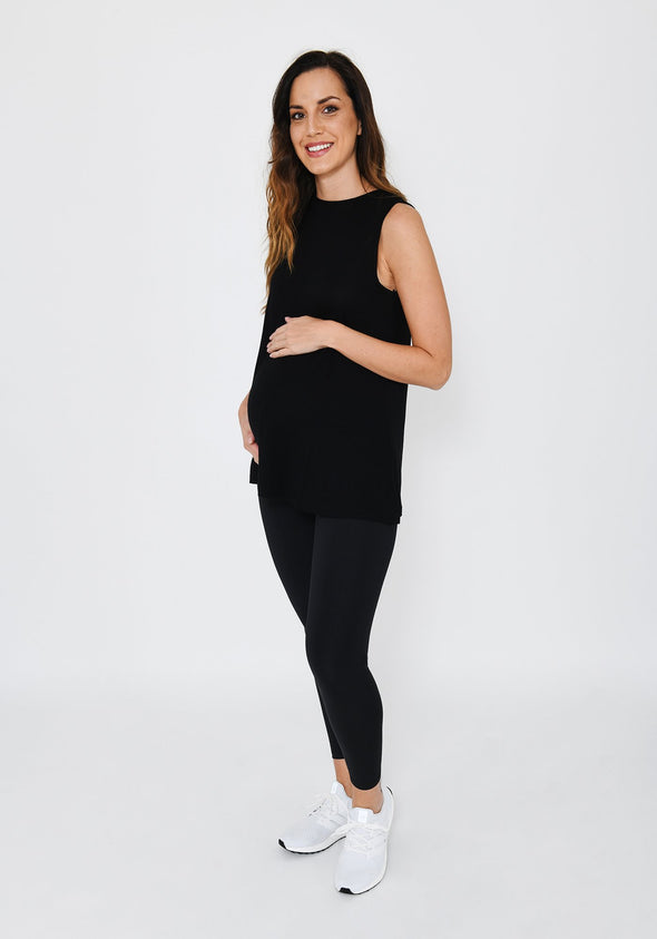 Focus Midnight Black 7/8 Maternity Sports Leggings