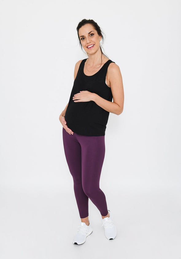 Focus Mulberry Plum 7/8 Maternity Sports Leggings