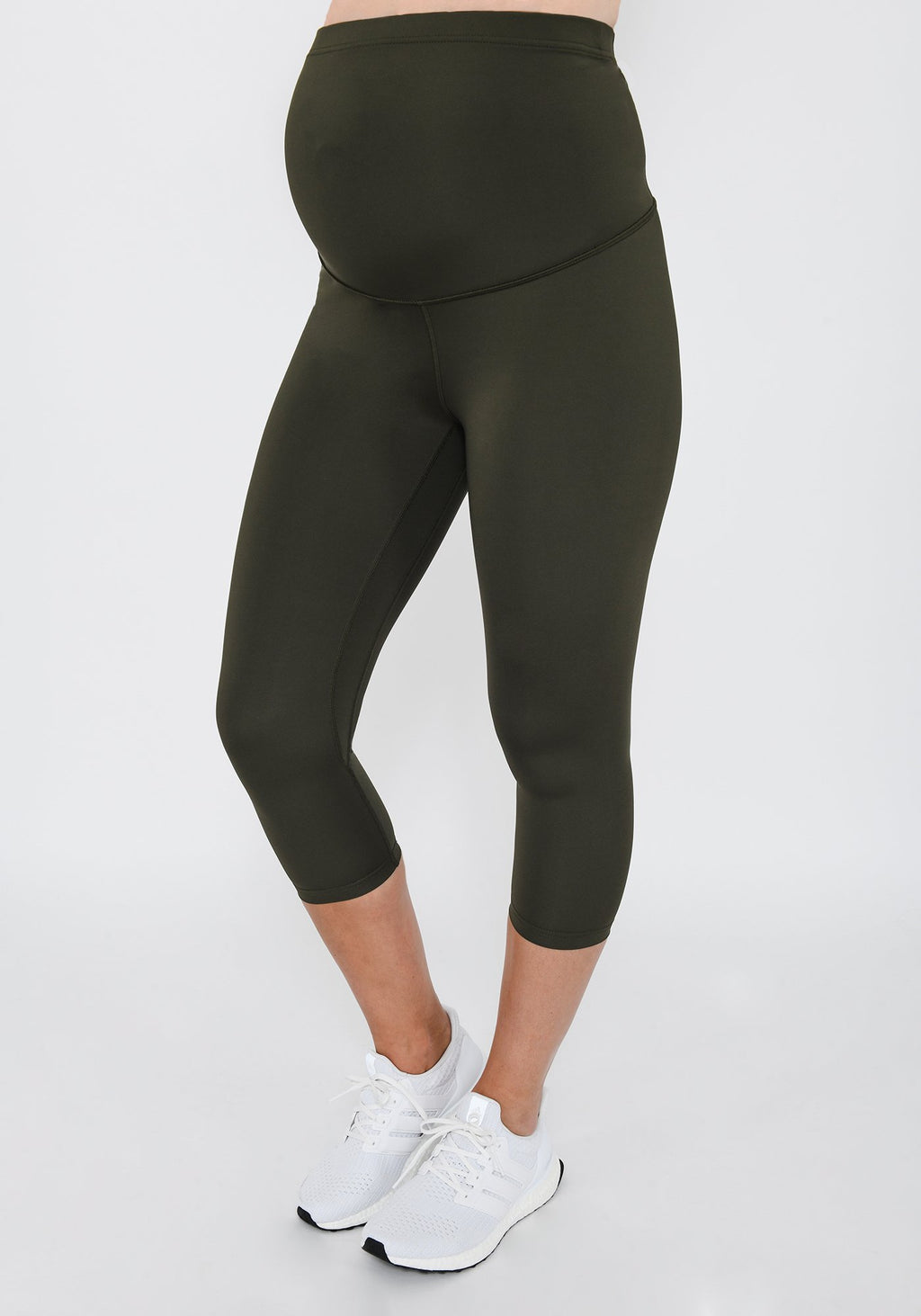 Focus Cropped Olive Green Maternity Sports Leggings