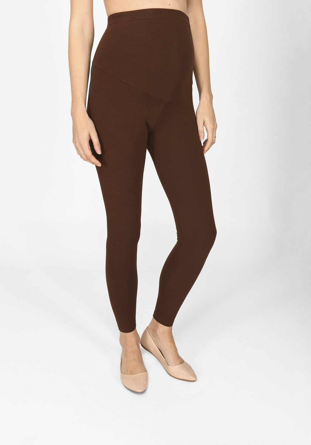 chocolate brown full length maternity leggings 1