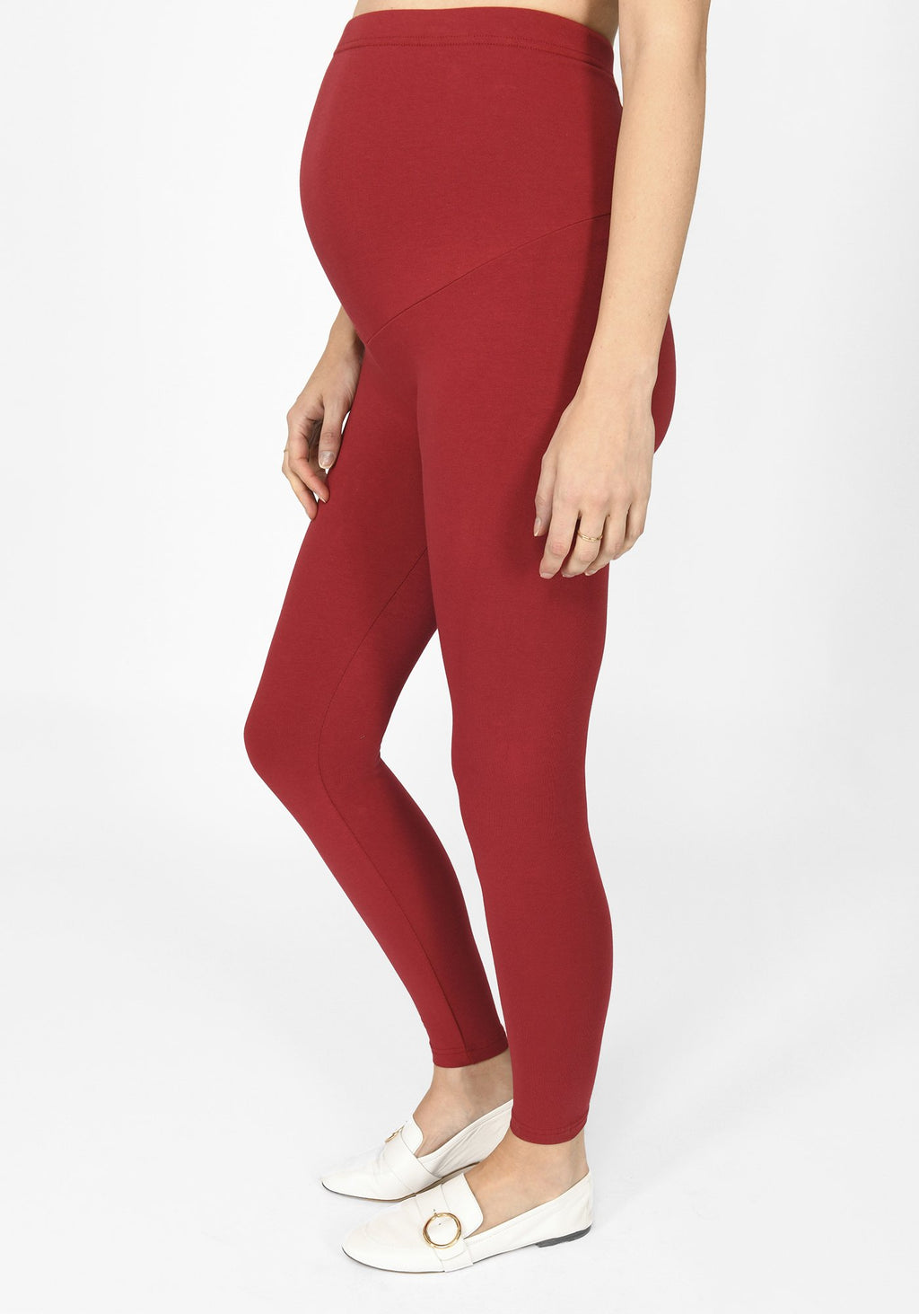 wine red full length maternity leggings 1