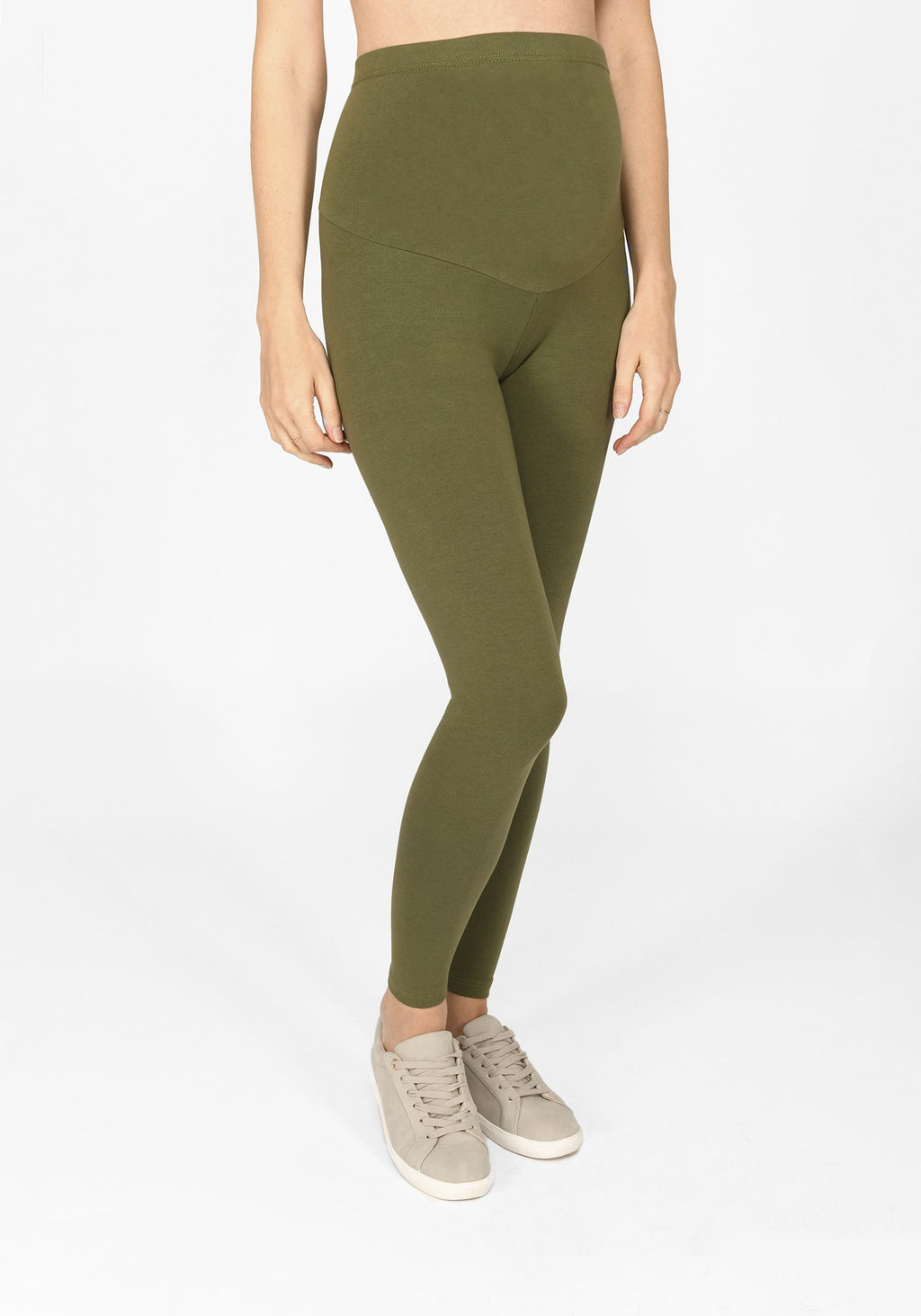 khaki green full length maternity leggings 1