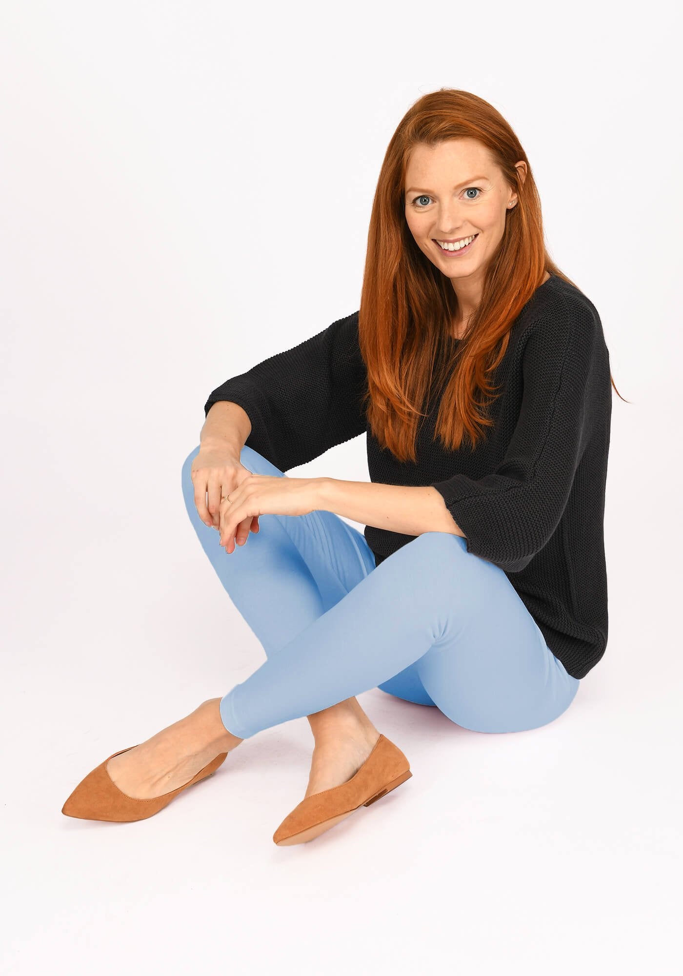 Powder Blue Classic Full Length Maternity Leggings