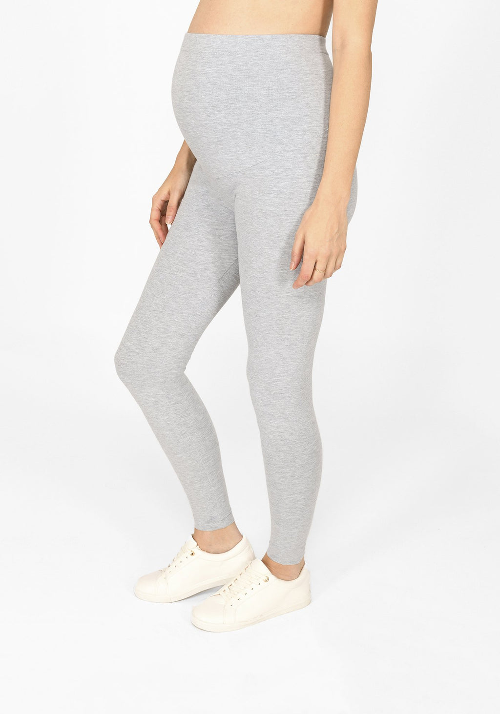 light grey marl full length maternity leggings 1