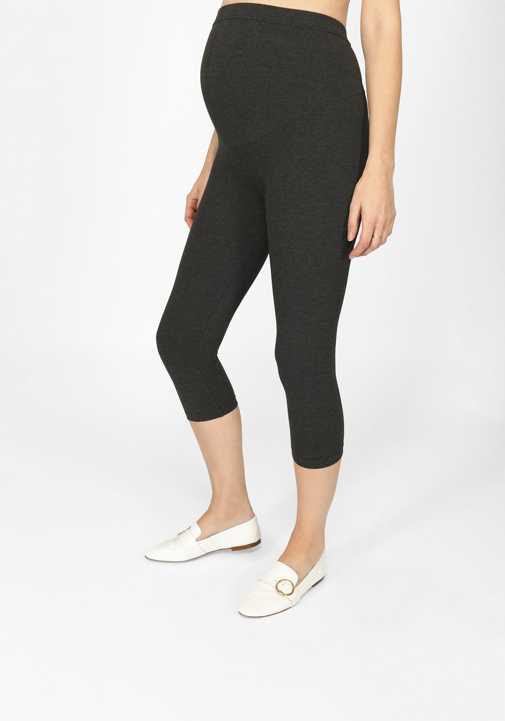 dark grey marl cropped maternity leggings 1