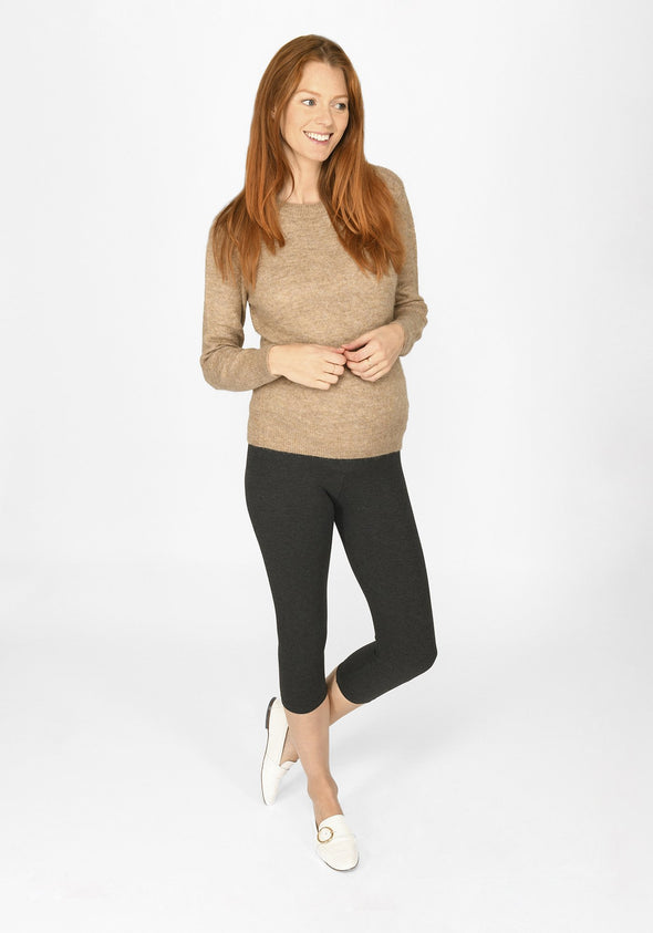 dark grey marl cropped maternity leggings 1