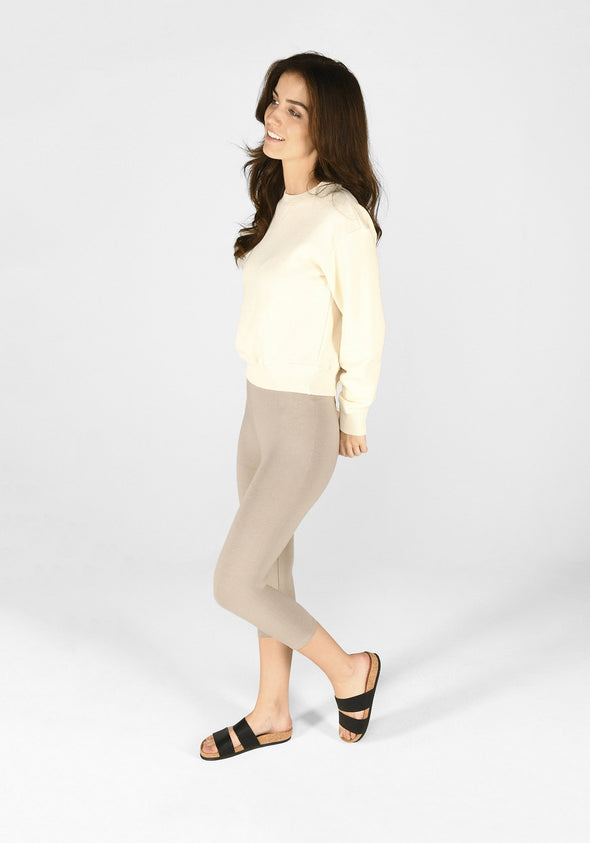 oatmeal beige cropped classic leggings 1