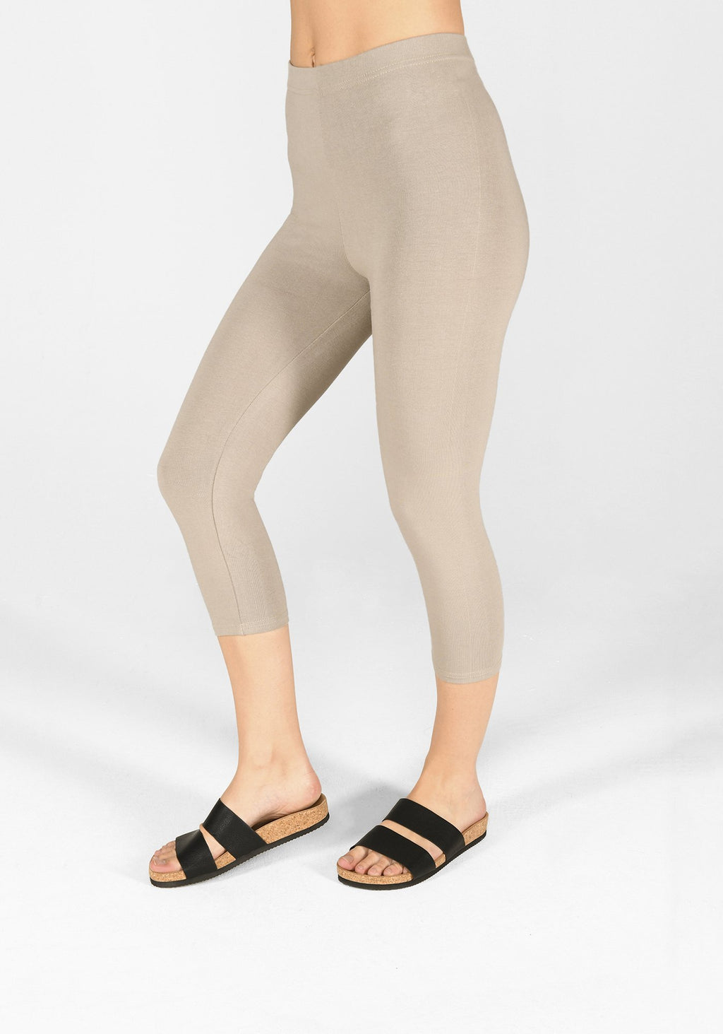 oatmeal beige cropped classic leggings 1