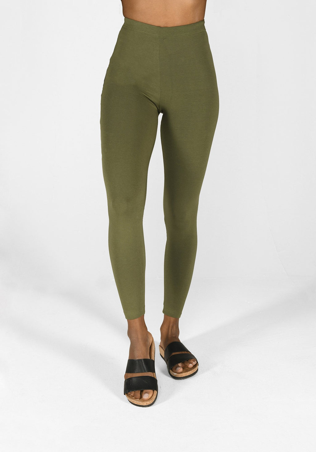 khaki green classic leggings 1