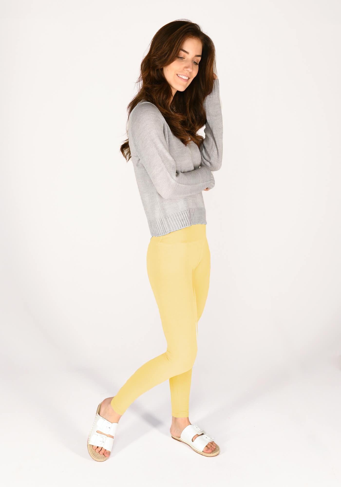 Pastel Yellow Classic High Waisted Leggings