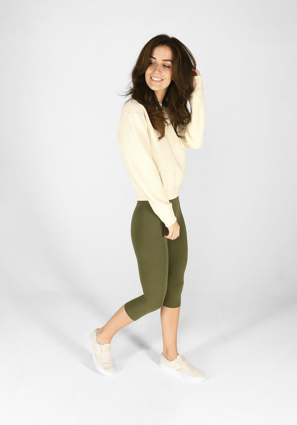 khaki green cropped leggings 1