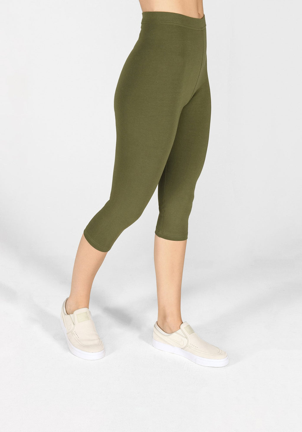 khaki green cropped leggings 1