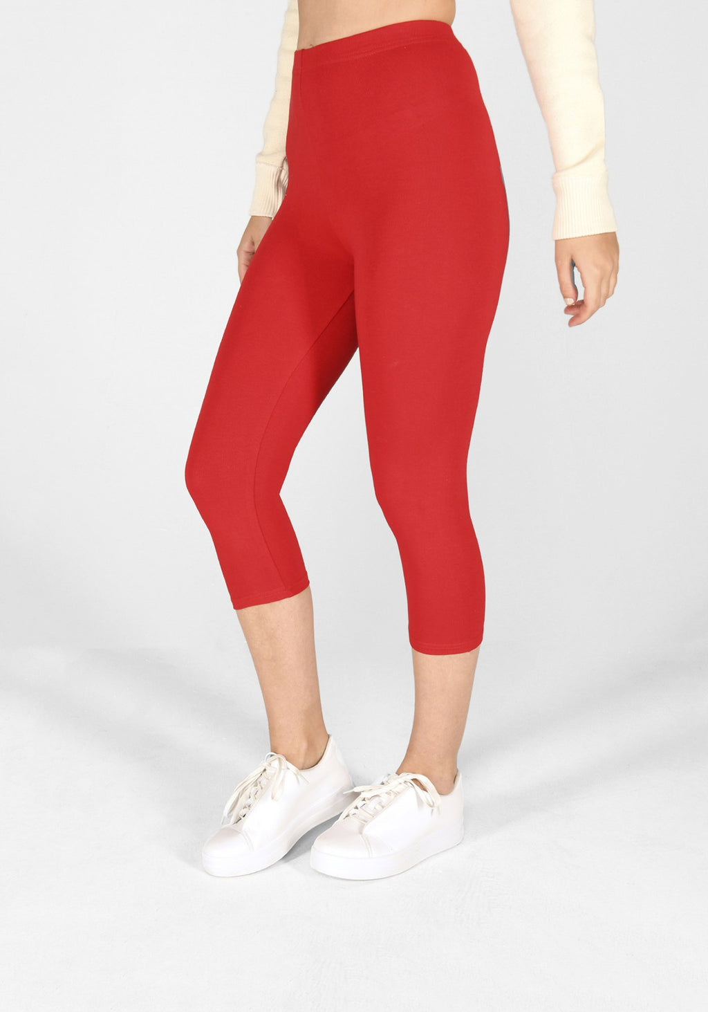 poppy red cropped classic leggings 1