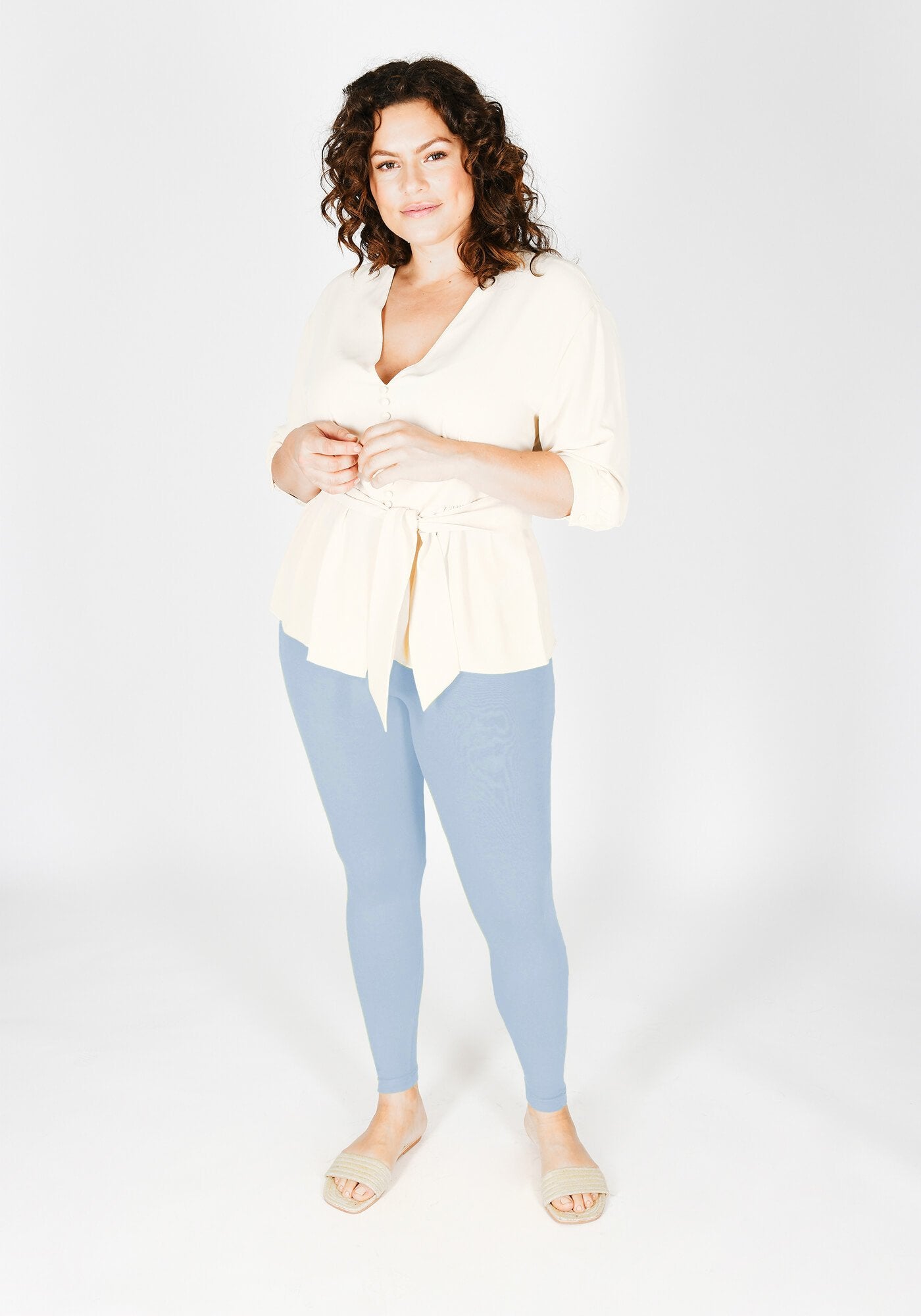 Plus Size Powder Blue Classic High Waisted Leggings
