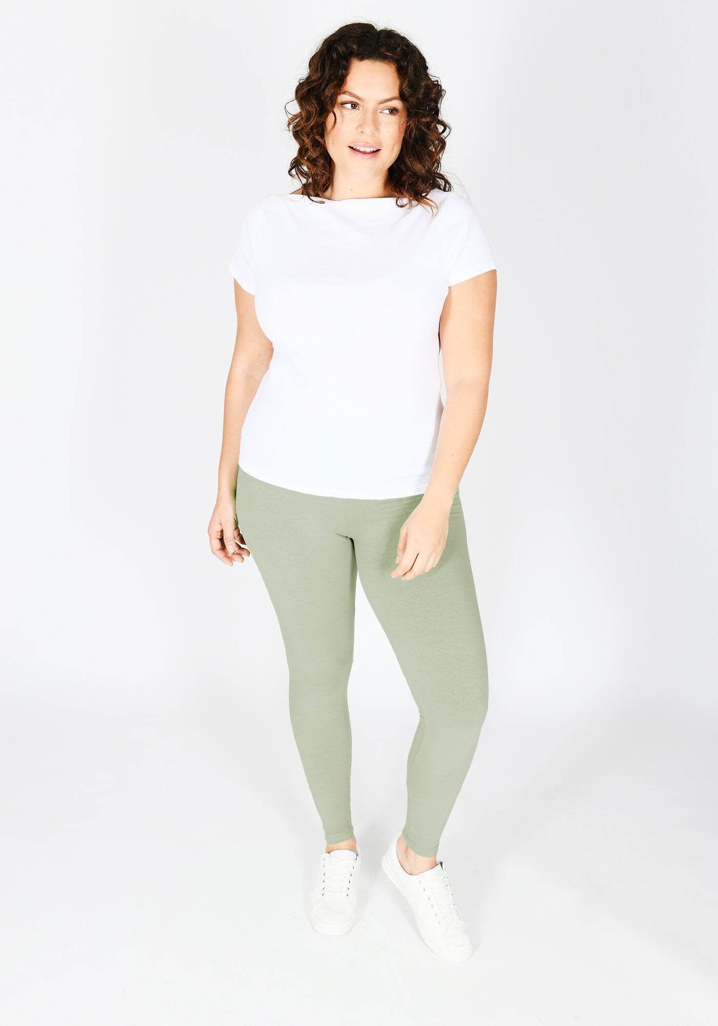 Plus Size Sage Green Classic High Waisted Leggings