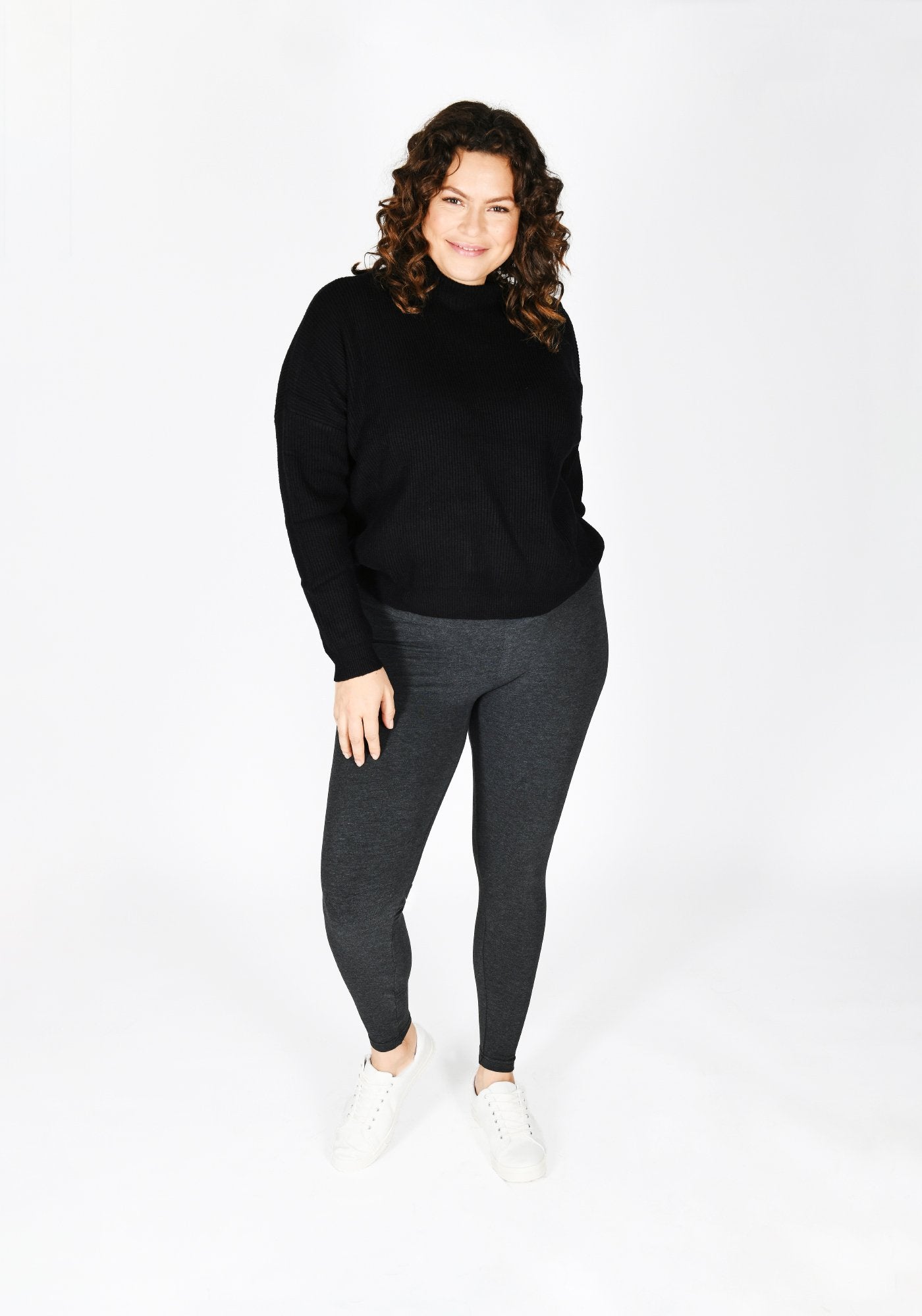 Plus Size Dark Grey Marl High Waisted Leggings