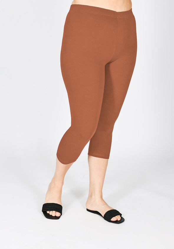 Plus Size Mocha Brown Classic Cropped Leggings