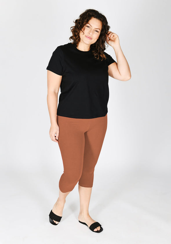 Plus Size Mocha Brown Classic Cropped Leggings