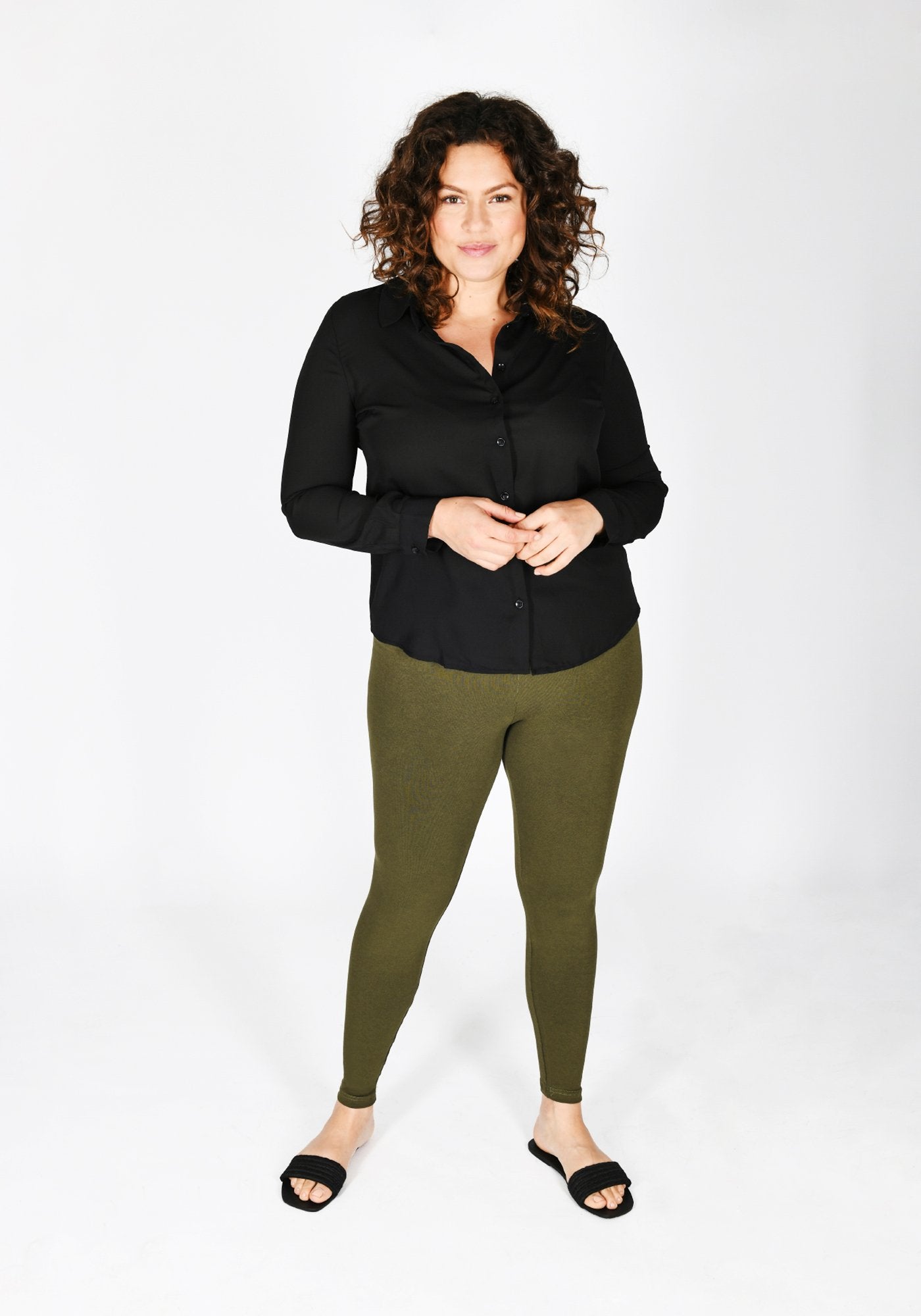 Plus Size Khaki Green High Waisted Leggings
