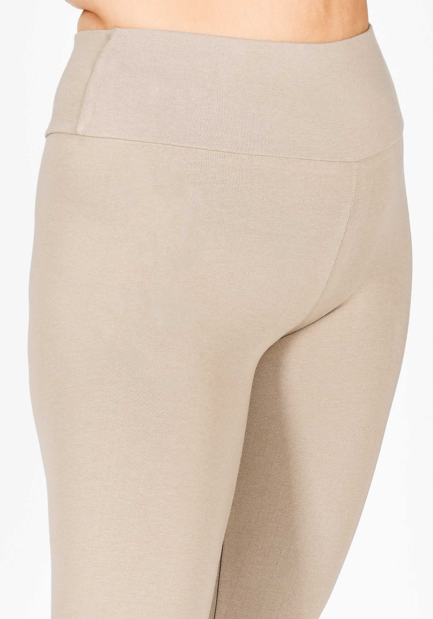 Plus Size Oatmeal Beige High Waisted Leggings