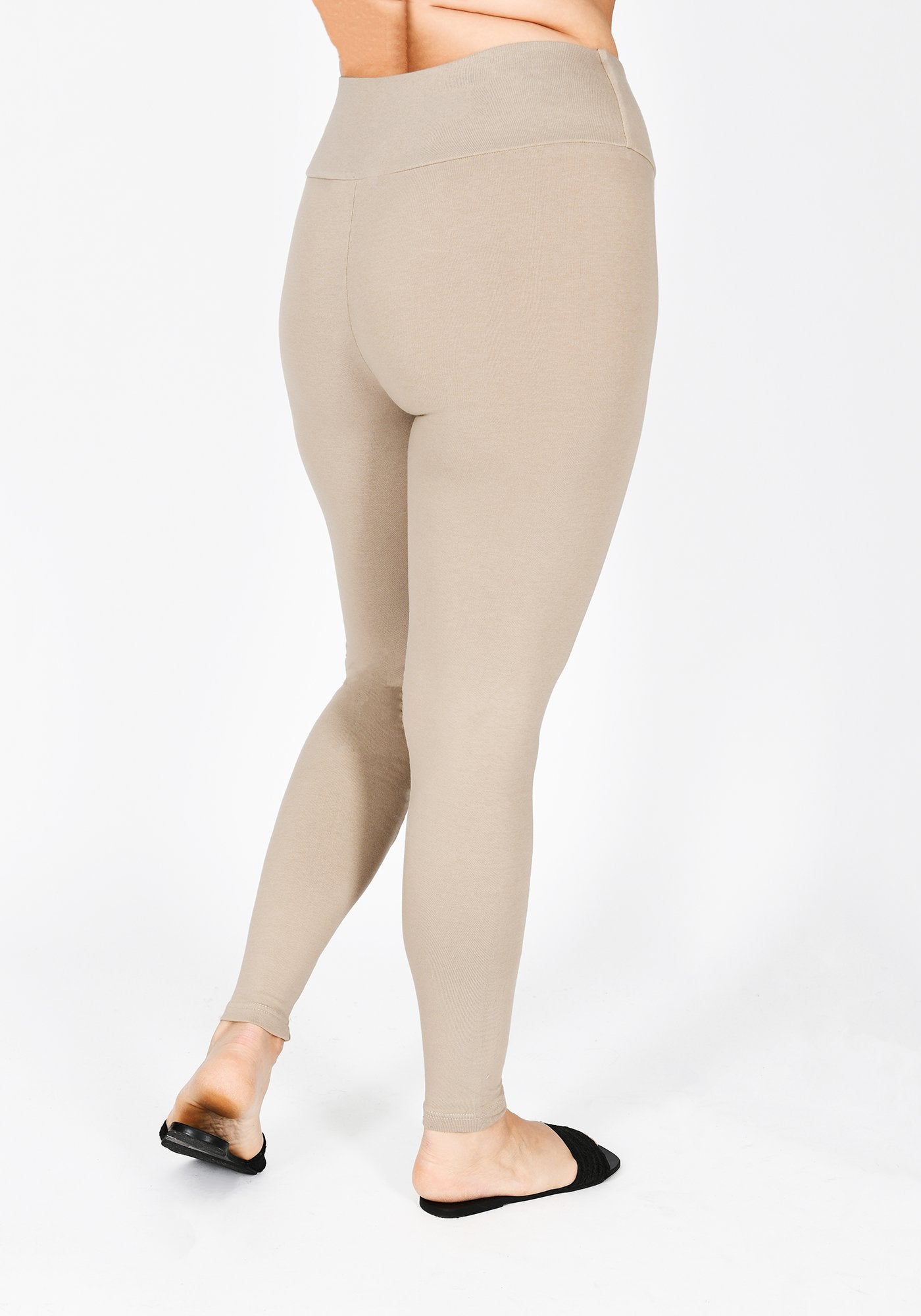 Plus Size Oatmeal Beige High Waisted Leggings